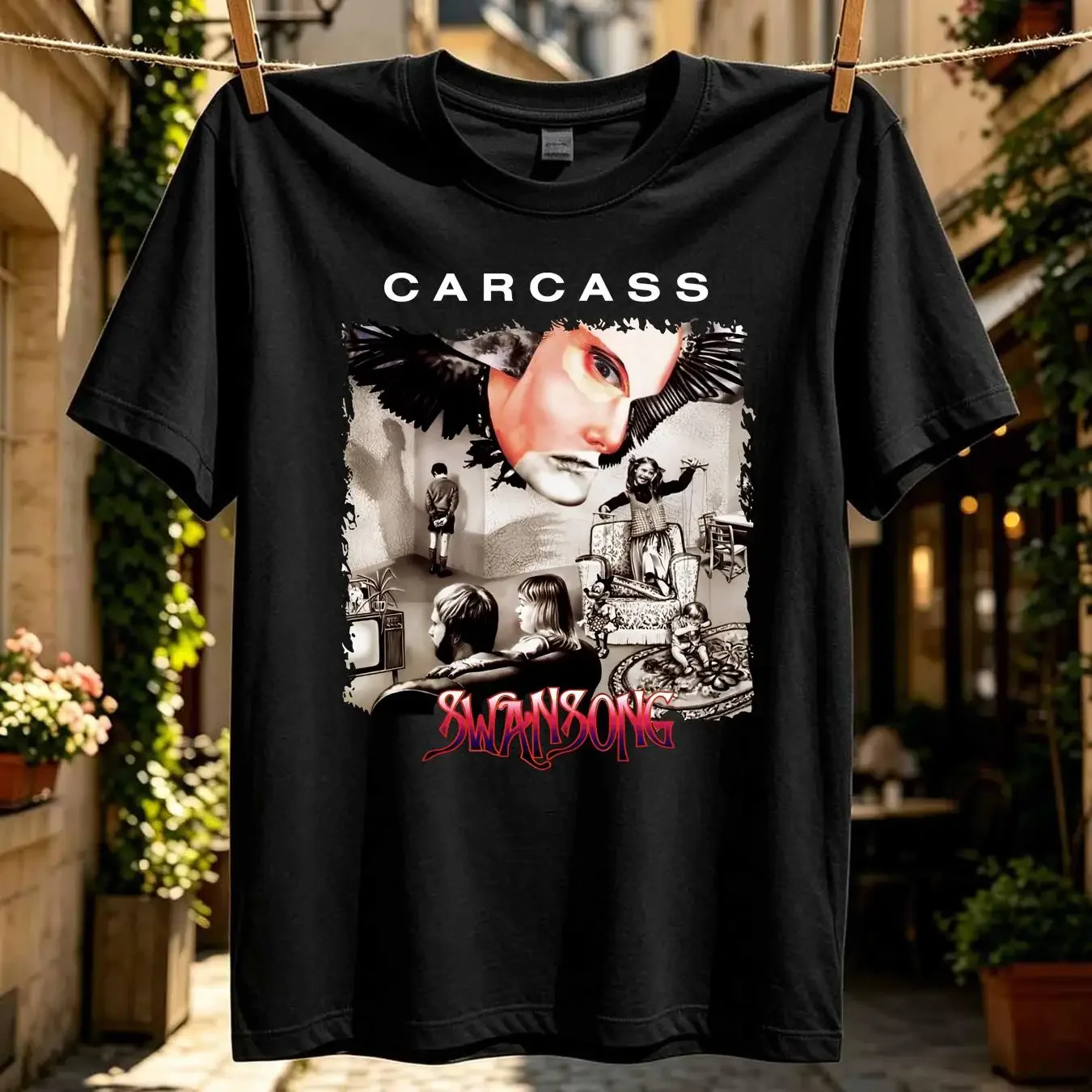 washed T Shirt Cotton Swansong Carcass Music Bill Steer Daniel Wilding vintage Washed Casual graphic Versatile streetwear homme