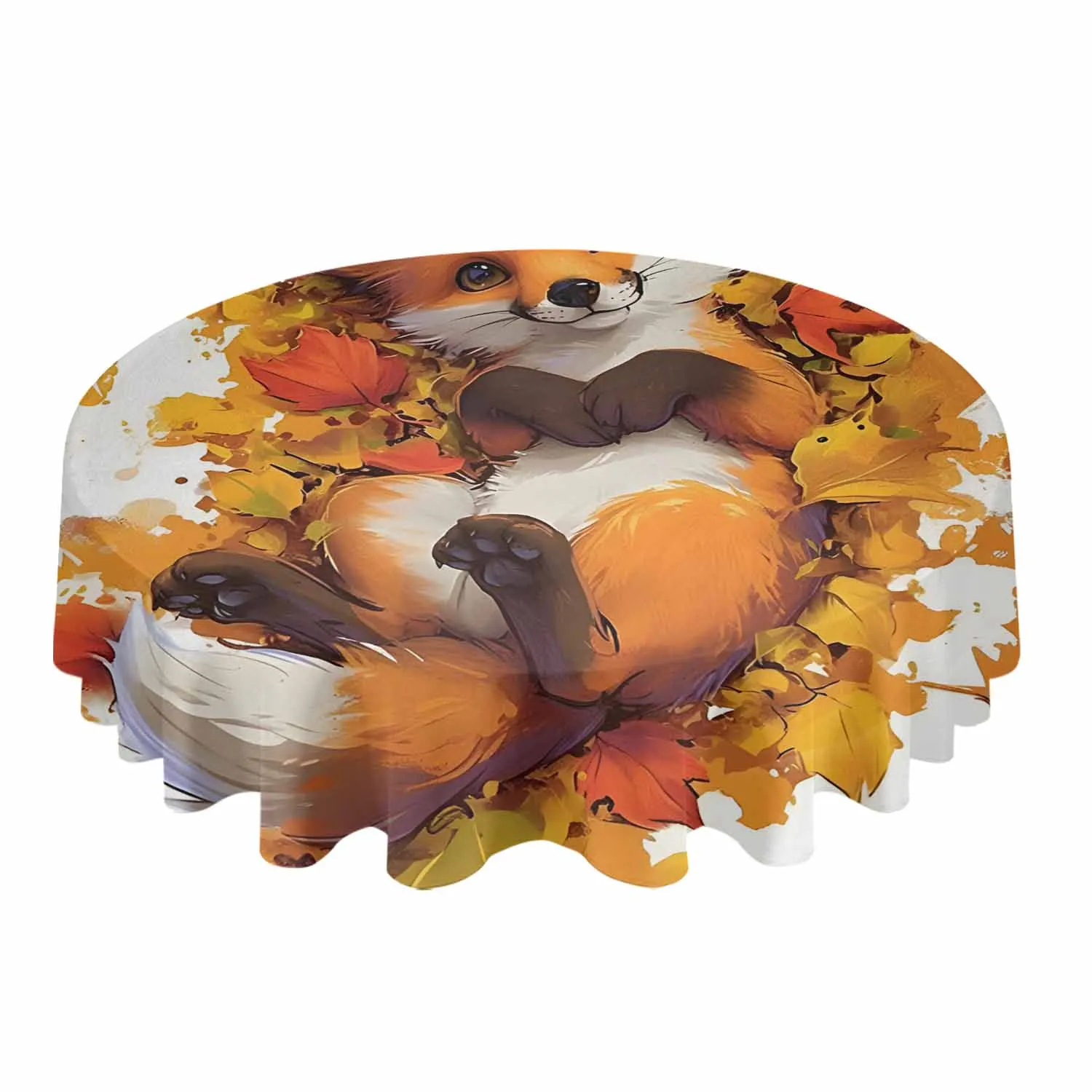 Autumn Leaf Cartoon Animal Fox Waterproof Tablecloth Wedding Holiday Table Cloth Dining Table Cover Tea Table Cloth