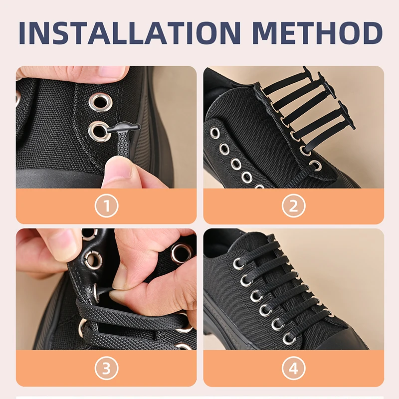 16Pcs Lot Silicone No Tie Shoelaces Elastic Lazy Rubber Laces Sneakers Sports Accessories