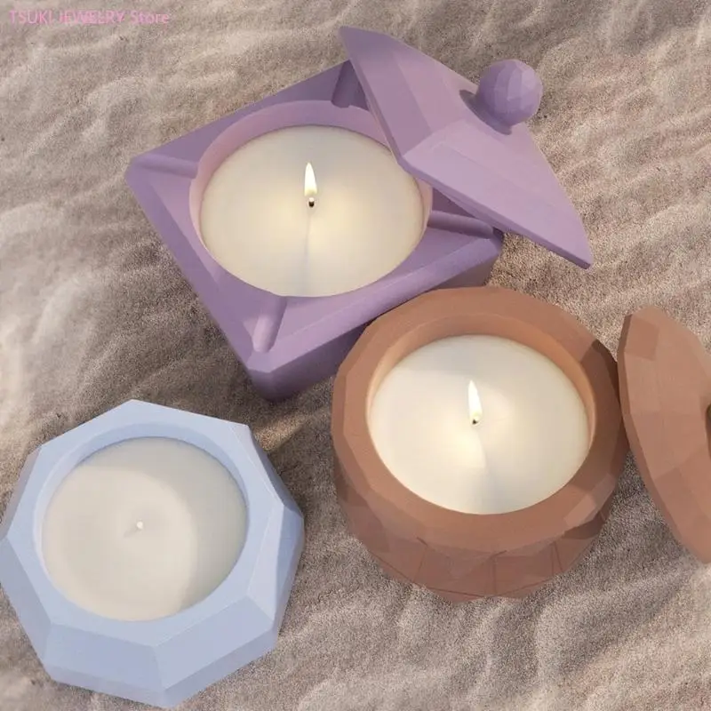 Silicone Candle Cup Molds Non-stick Storage Box Mould Resin Casting Molds Cement Plaster Ornament Mold DIY Home Decor