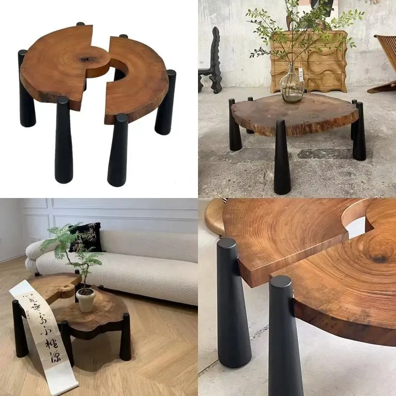 Nested Coffee Table Round Center Table Solid Wood Living Room Furniture Sofa Side Table