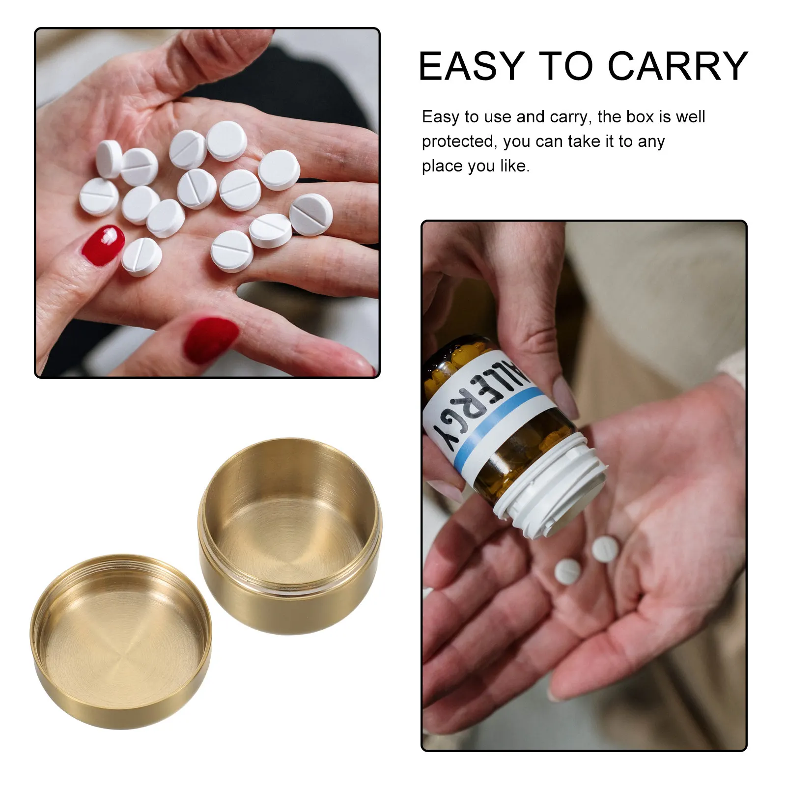 Waterproof Metal Pill Organizer Stainless Steel Compact Round Medicine Storage Box Portable Pocket-Sized Airtight Small Pill