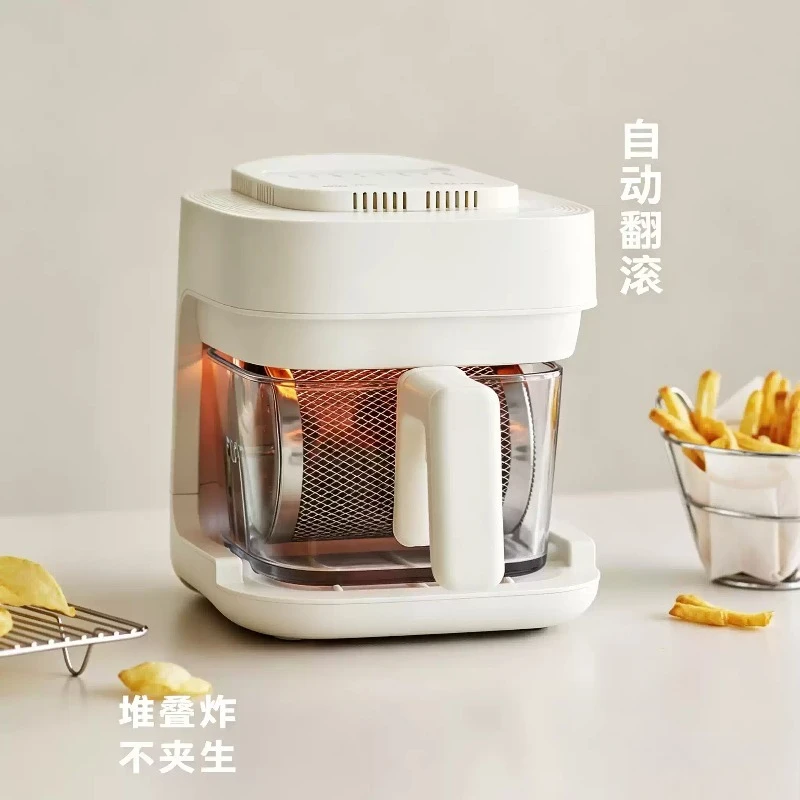 2L 900W Glass Basket Air Fryer Non‑Stick No‑Flip Design Easy Clean For Home Kitchen Cooking Use