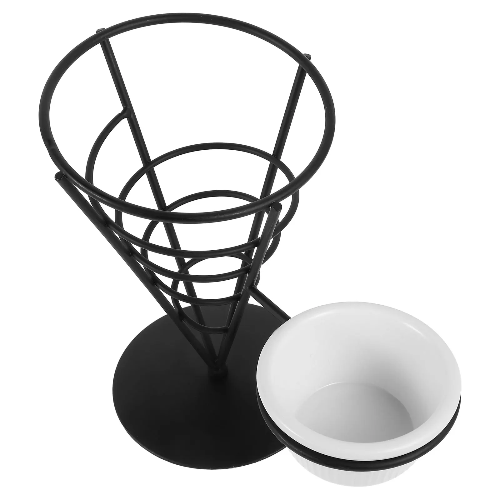 

1pc Sturdy Iron French Fries Holder Compact Snack Display Stand For Wedding Banquet Birthday Chips Onion Rings Appetizer Serving