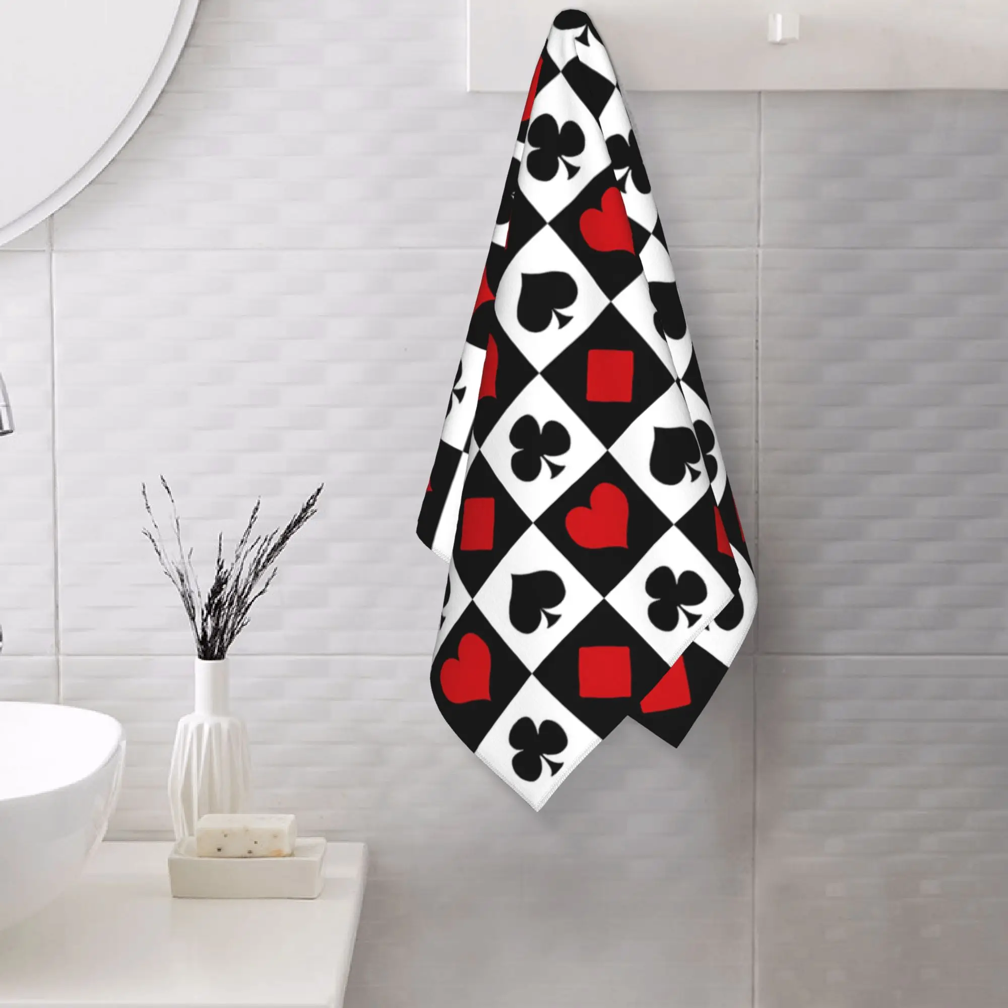 Custom Playing card Soft Face Towel Quick Dry Pool Bath Cotton Towels Breathable