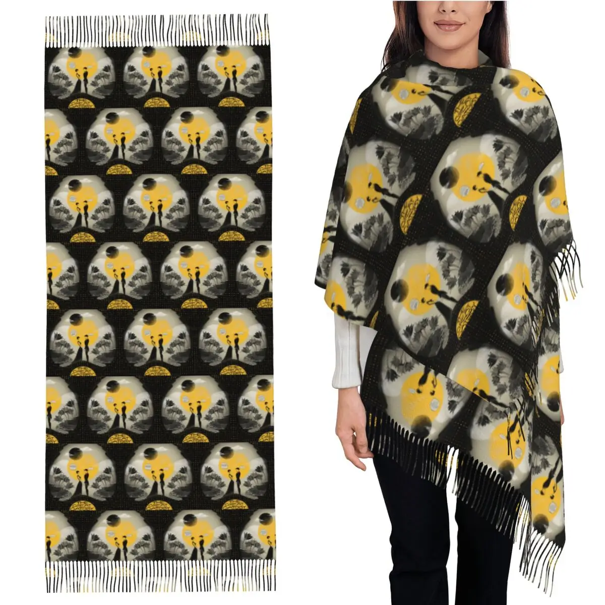 

Художественный литературный шарф «Великий Гэтсби», шарфы с кисточками для женщин, мягкие теплые шали и накидки, большая осенне-зимняя шаль