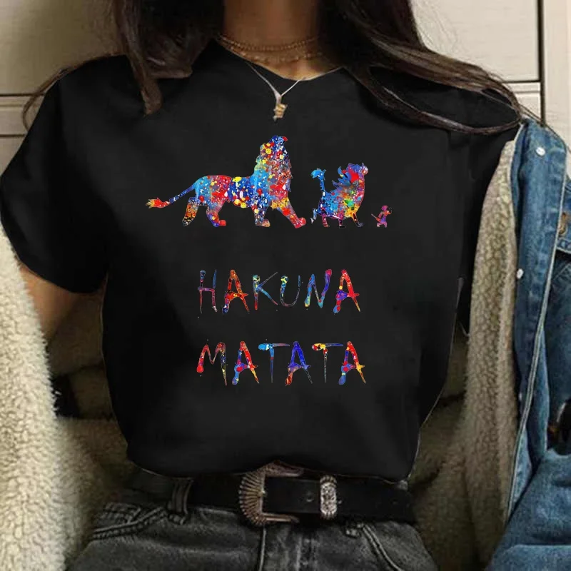 Anime T-shirt The Lion King Hakuna Matata Cartoon Women T Shirt Funny Cute Kawaii Tshirt Graphic Tees Odzież Damska Tops