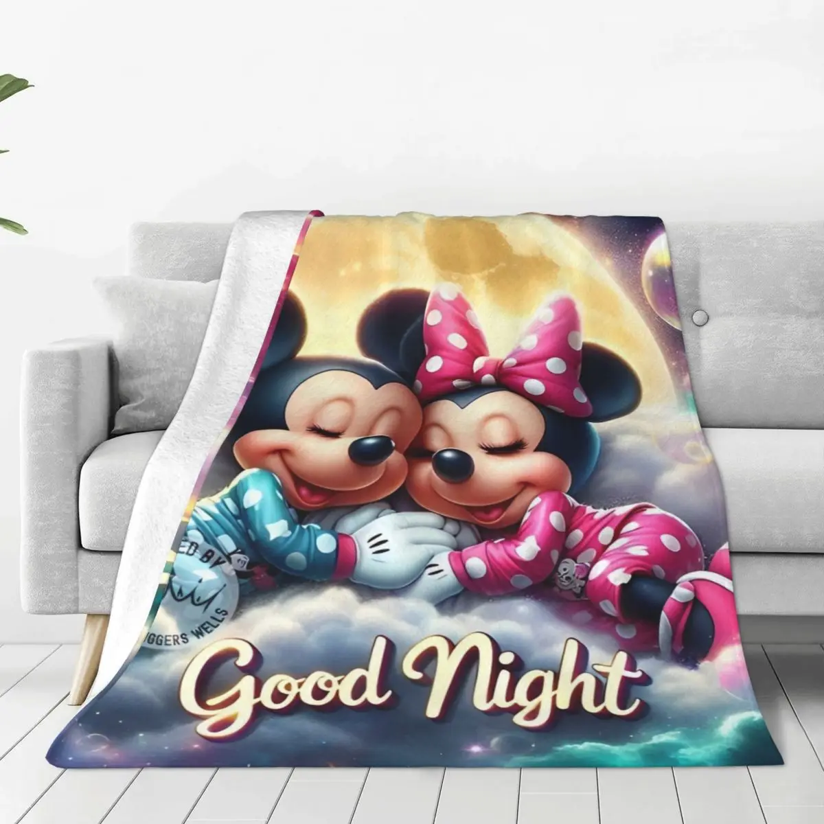 Animated Movie Mickey, Minnie Blankets Airplane Travel Flannel Throw Blanket For Outdoor Super Soft Quality Bedspread Gift