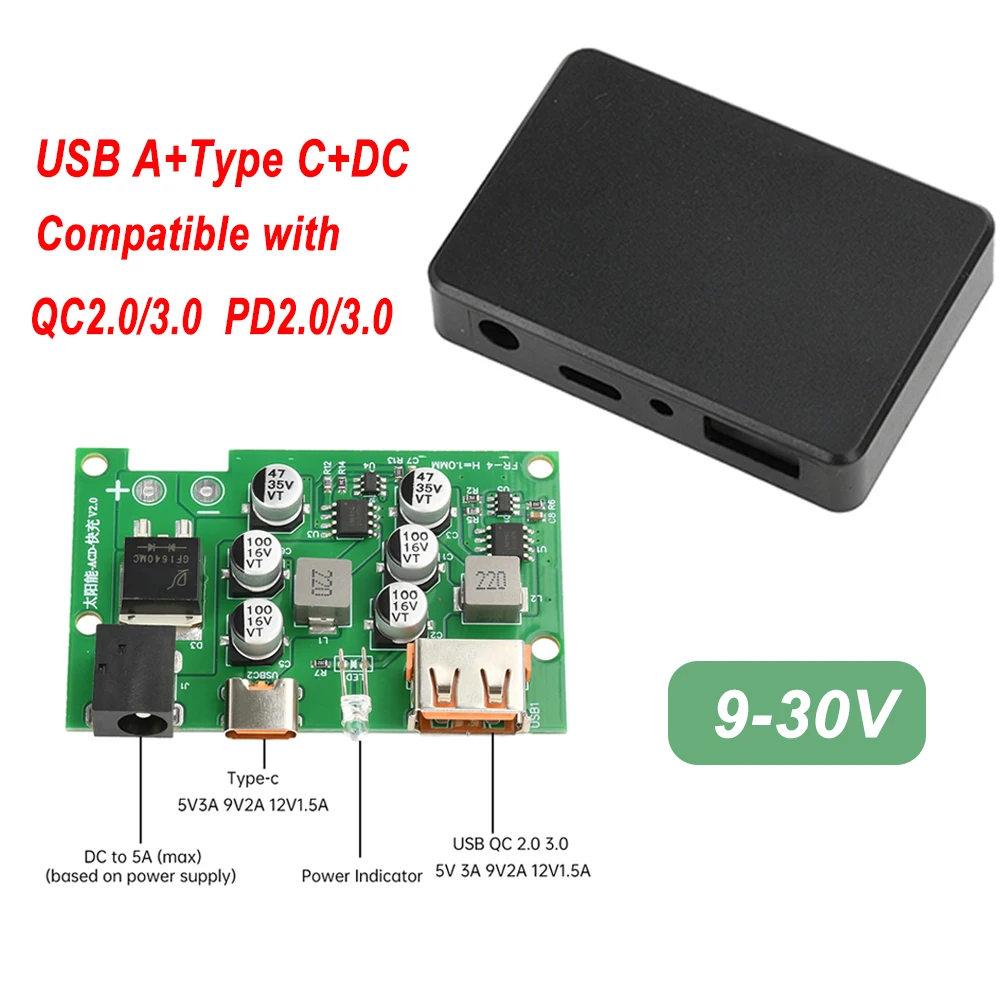 USBA+Type C+DC QC2.0 3.0 PD2.0 3.0 Solar Controller Solar Panel Regulator 5V 9V 12V Quick Charge Solar Charger 9-30V