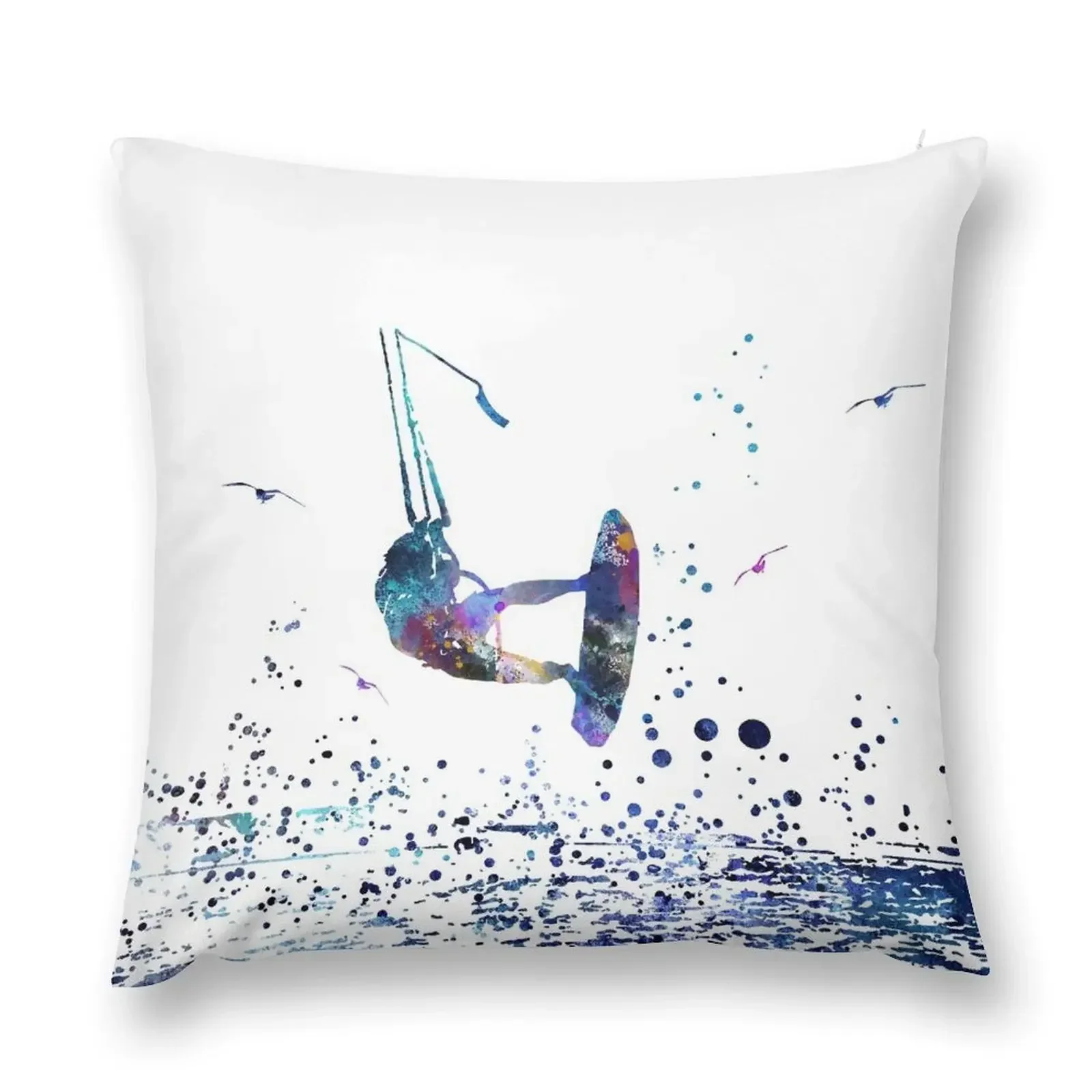 Kitesurfing, watercolor kiteboarding Throw Pillow Luxury Cushion Cover Sofa Cushion Cover pillow