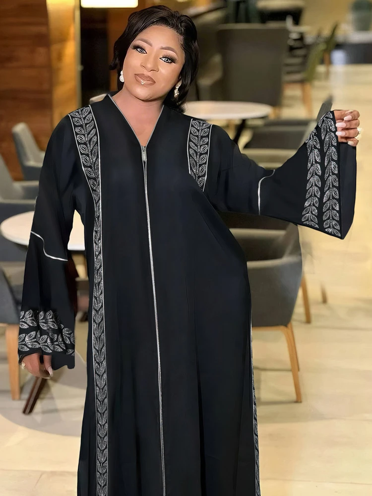 Dubai Hijab Abaya For Woman Luxury Wedding Party Evening Gown Long Sleeve Dress Caftan Marocain Femme Muslim Black Kaftan Boubou