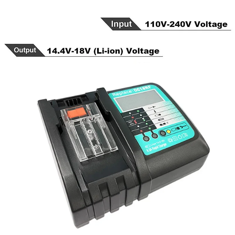 6.5A DC18RF 18 Volt Lithium Battery Charger Replacement for Makita 14.4V 18V Lithium-Ion Battery BL1850 BL1840B BL1820 BL1815