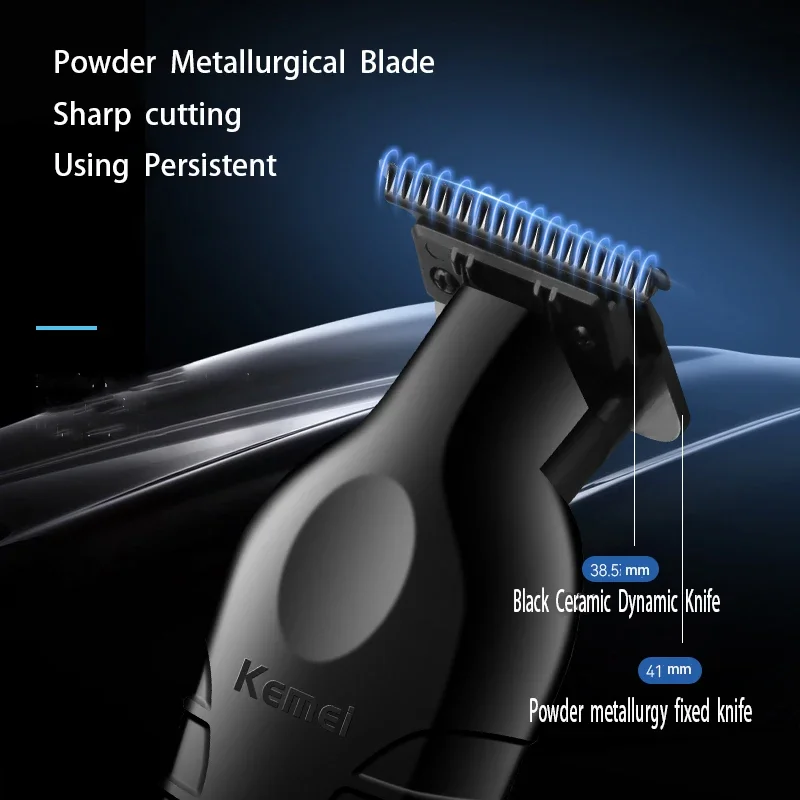 Kemei-Cordless Elétrica Cabelo Trimmer para Barber, Zero Gapped Carving Clipper, Finish Máquina de Corte, Detailer Profissional, 0 milímetros, 2299