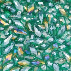 30-50Pcs 5x8/6x12/8x13mm Side Hole Water Drop Malachite Green Crystal Glass Spacer Beads DIY Jewelry Making Bracelets Necklaces