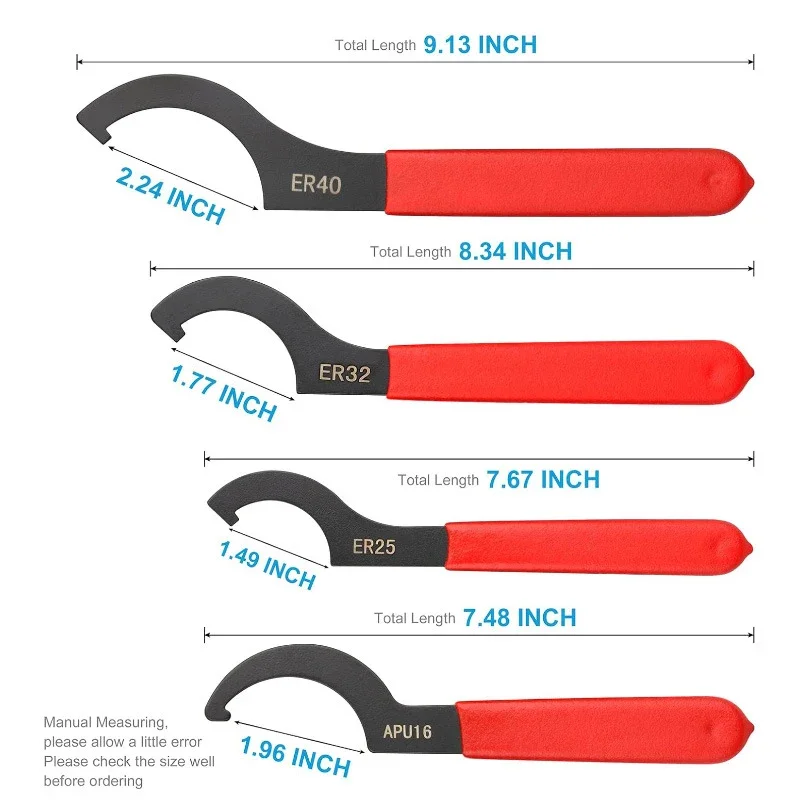 4Pcs Universal Coilover Spanner Wrench Set, Carbon Steel Adjustable Shock Tool with Rubber Handle for Car Modification