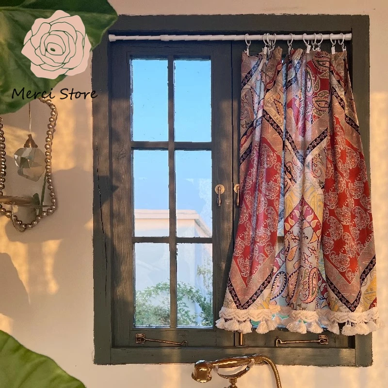 

Bohemia Türkiye Exotic American Vintage Curtains for Living Room Half Curtain Custom Blackout Thermal Insulated