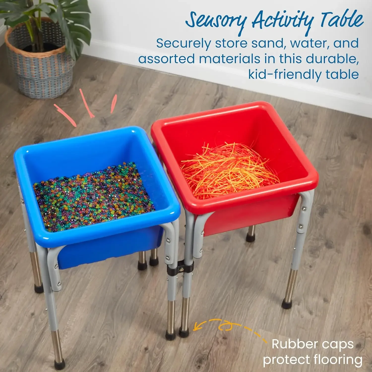 2-Station Sand and Water Adjustable Play Table, Sensory Bins, Multiple Color Choices