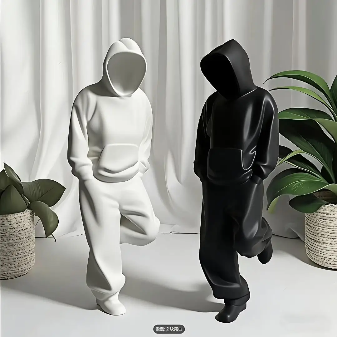 1/2pcs Faceless Thinker Model Set – Black & White Plastic Decor for Computer Desk, Hallway Collectors