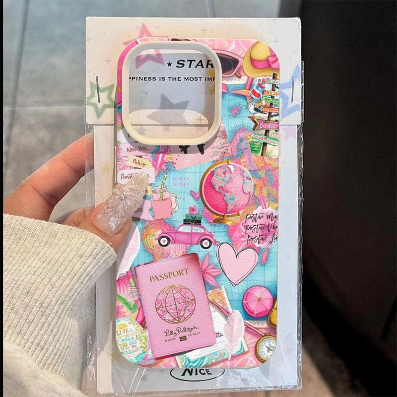 

For iPhone 17 Pro Max 16 15 14 13 12 11 XS X XR 7 8 16 Plus 17 Air Phone Case Colorful Travel Tag Design Shockproof Soft Cover