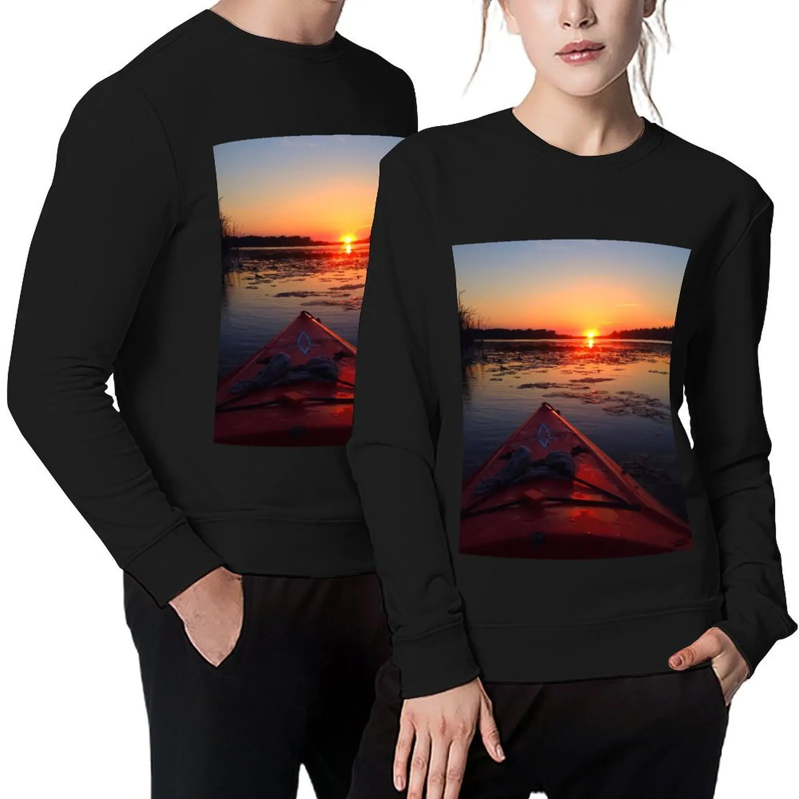 

Sunset Kayak (Orange) Pullover japanese style men clothes tracksuit men's sweat-shirt sweatshirts