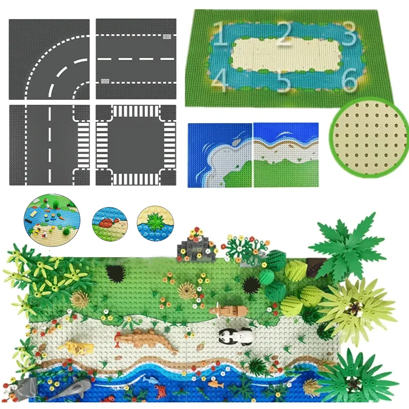 Bloc de construction classique 32x32 points, plaque de Base, jeux, île, prairie, blocs de construction, plaque de Base, figurines de marque compatibles, vue sur la ville