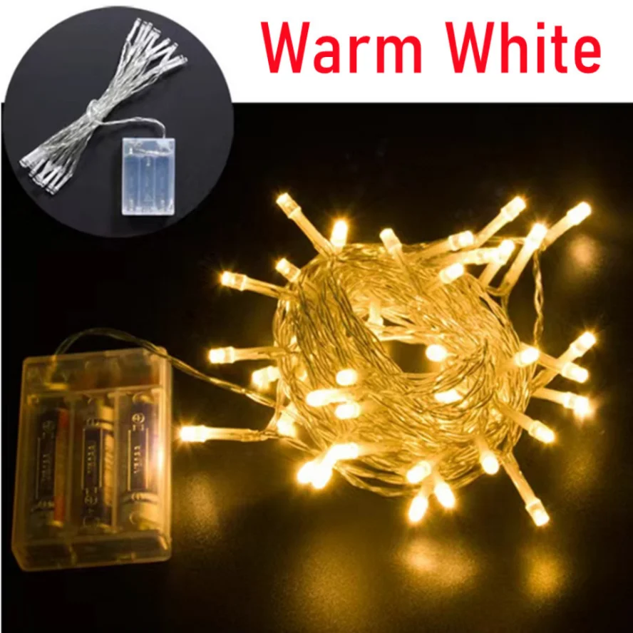 Impermeável LED Fairy String Lights, lâmpada ao ar livre, a pilhas, Natal, aniversário, Home Party Decor, 7 cores