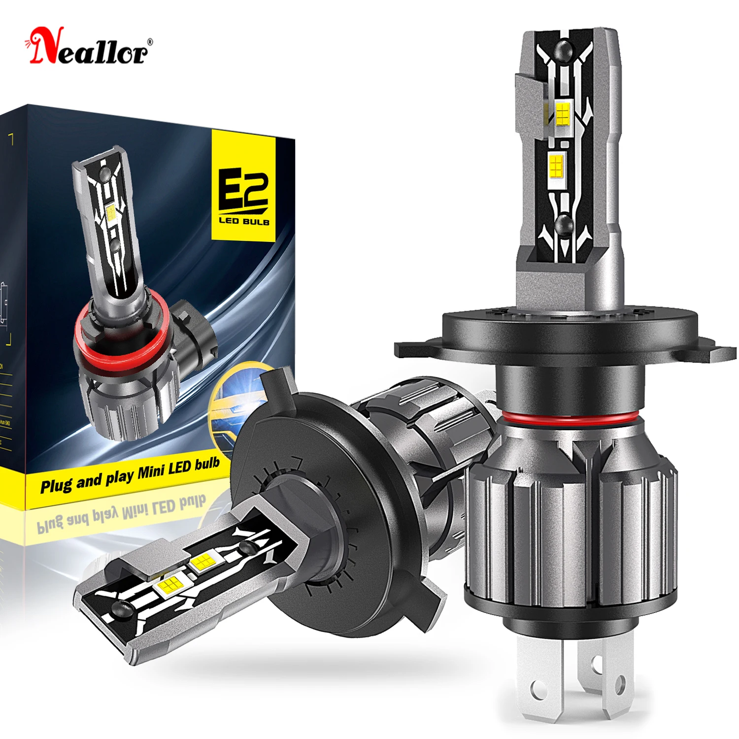 2pcs H4 P43t Led Headlight HB2 9003 64193NBS Canbus Powerful Light Car Turbo Diode Bulb White Moto Fog Lamp No Adapter Required