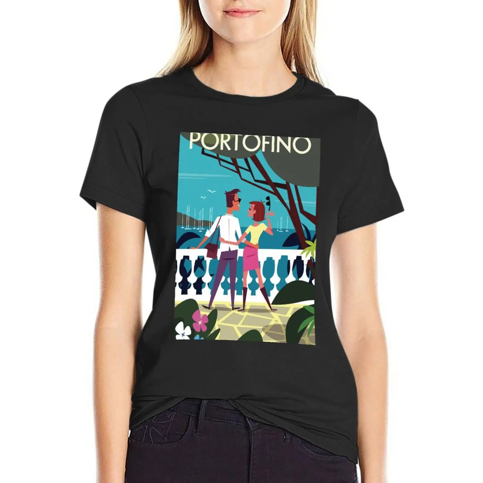 Portofino poster T-Shirt shirts graphic tees tops western t shirts for Women