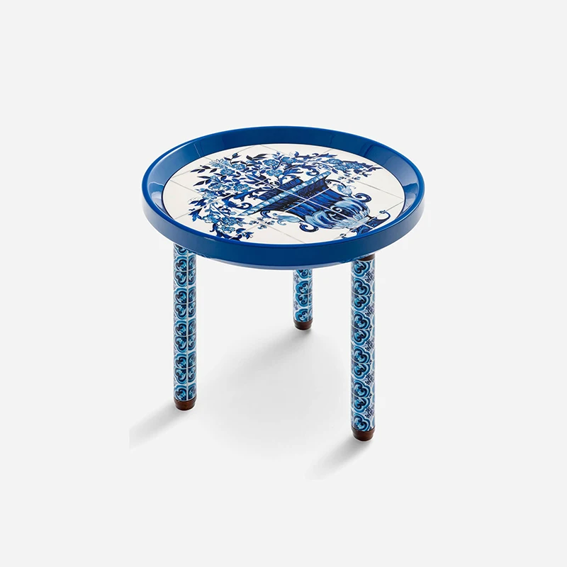 Modern Luxury High Gloss Coffee Table Graphic Motifs Modular For Living Room Home