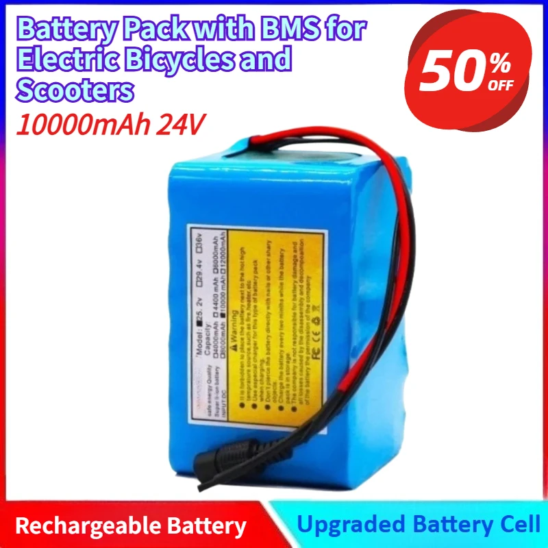 

New 10000mAh 24V 6S4P High-quality Lithium-ion Battery Pack with BMS for Electric Bicycles and Scooters with charger