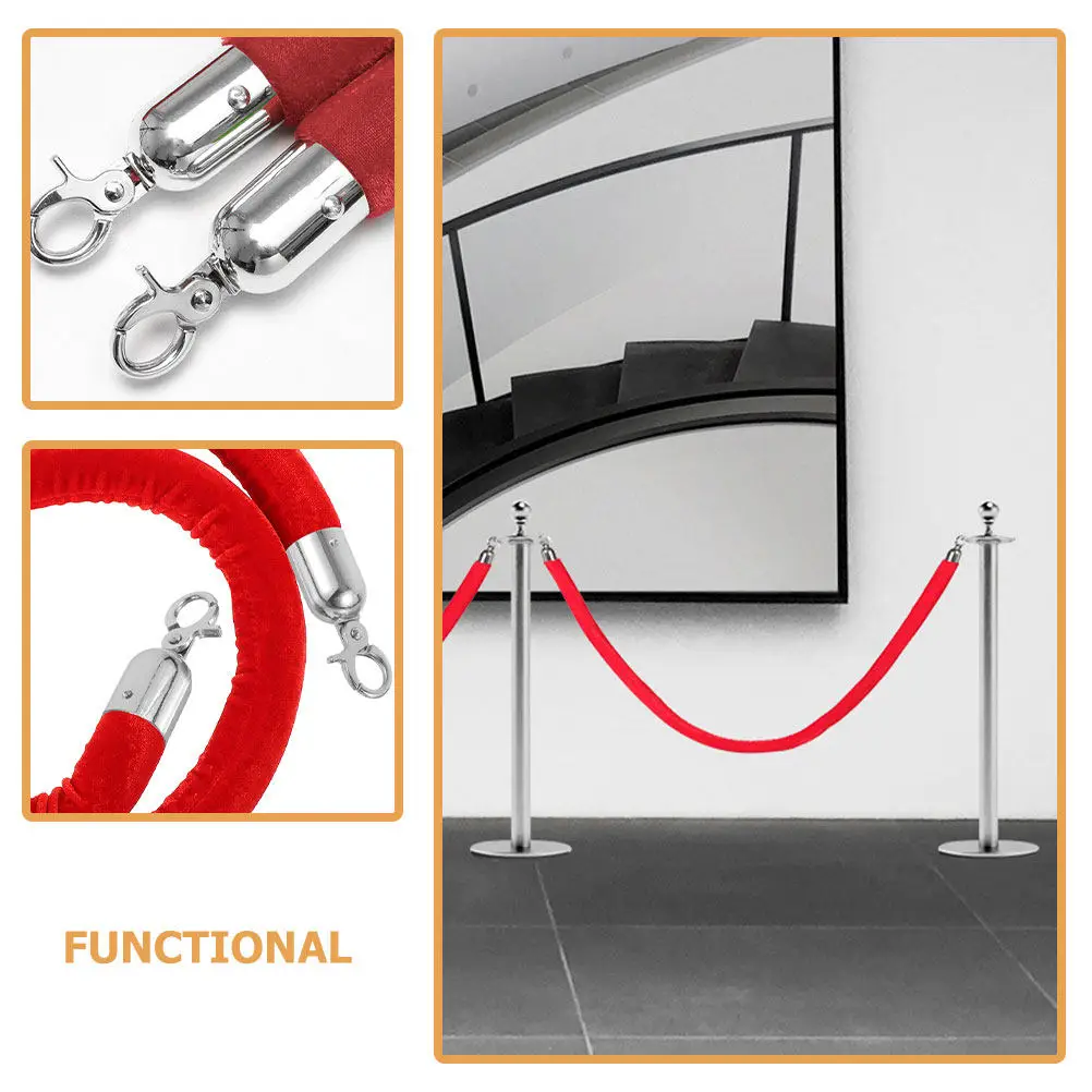 6Pcs Rope End Cap with Hook Zinc Alloy Cord Lock Stopper for Rope Guardrail Crowd Control Stanchions Barrier Hanging Hook