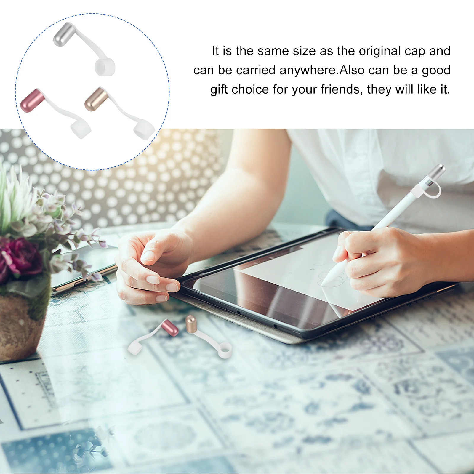 

3Pcs Stylus Pen Protective Cover Silicone Sleeve Anti-Lost Detachable Smooth Hard Cap Compatible with Apple Pencil Touch Pen