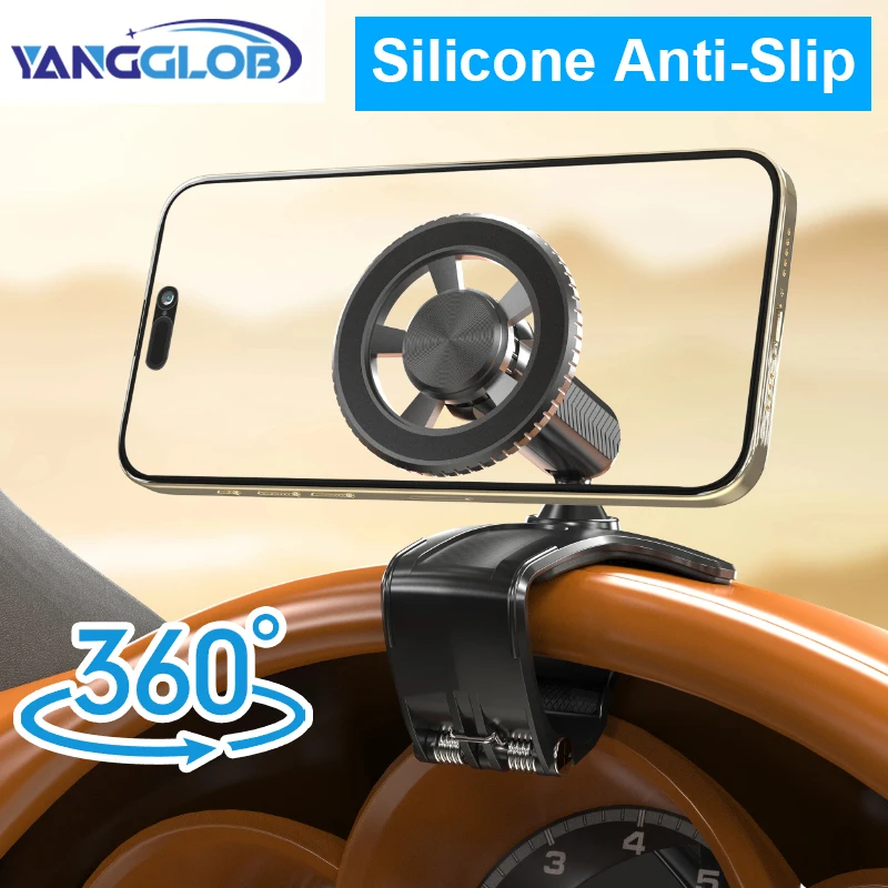 

Магнитный 360° ° Поворотный автомобильный держатель для телефона на приборной панели [сильный компрессионный зажим] зажим на приборную панель для смартфонов от 4 до 7 дюймов ﻿