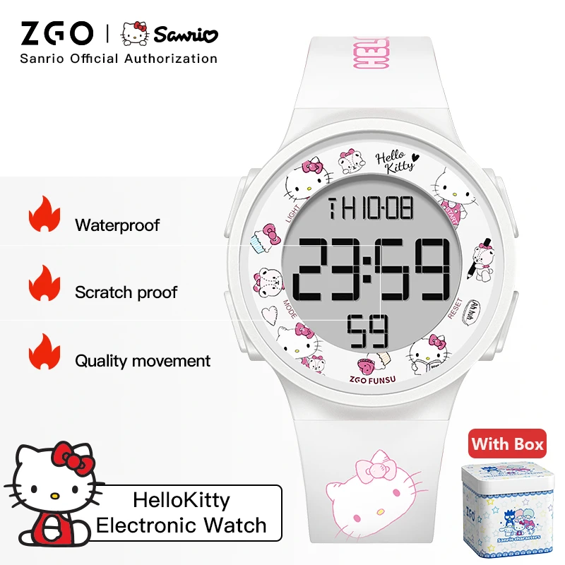 ZGO X Sanrio Hellokitty Jam Tangan Budak Perempuan Multifunction Waterproof Electronic Digital Watch Kids Girl Student Gift 8551