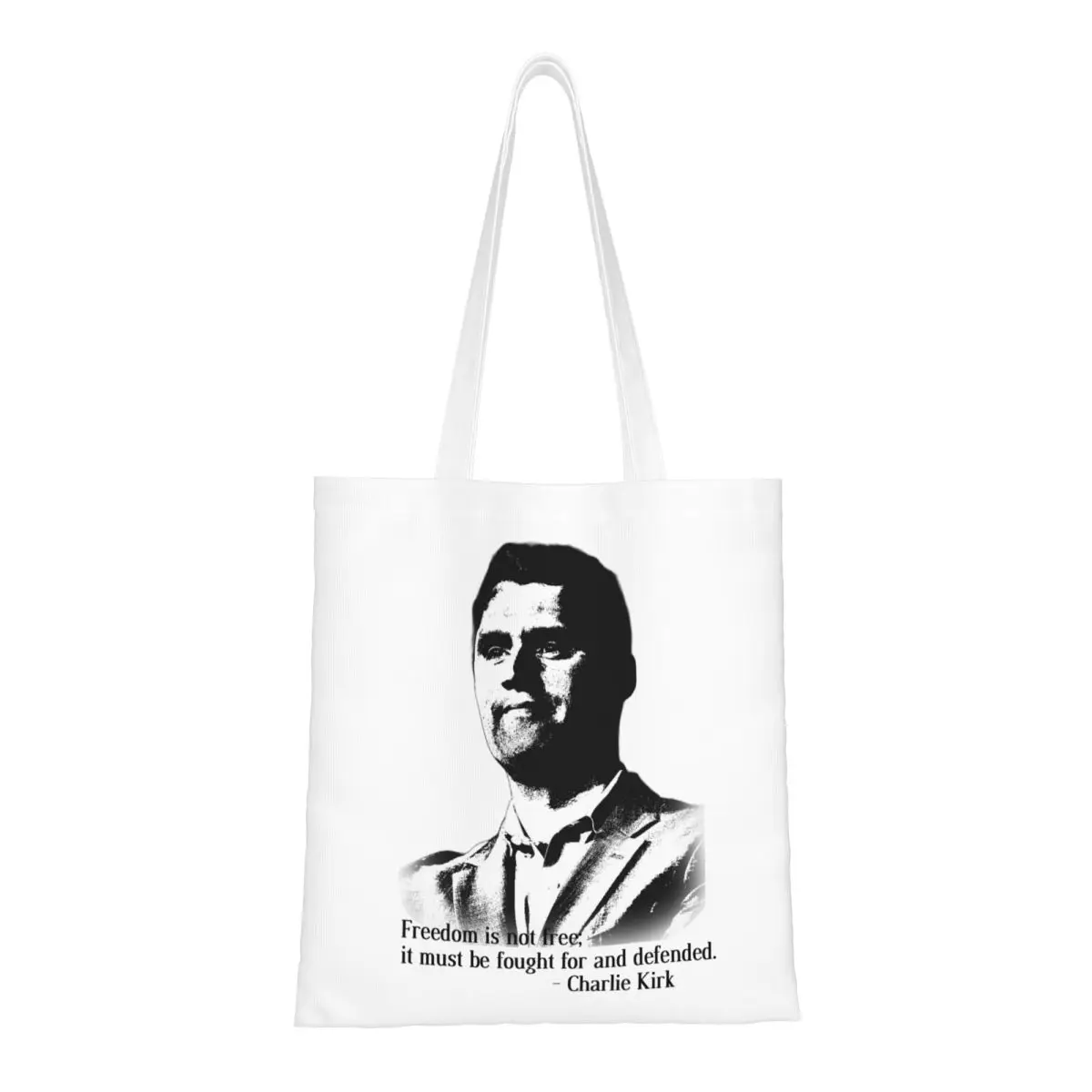 

Charlie Kirk Quote Graphic Canvas Tote Bag Aesthetic Large Capacity Casual Bag for Women Men