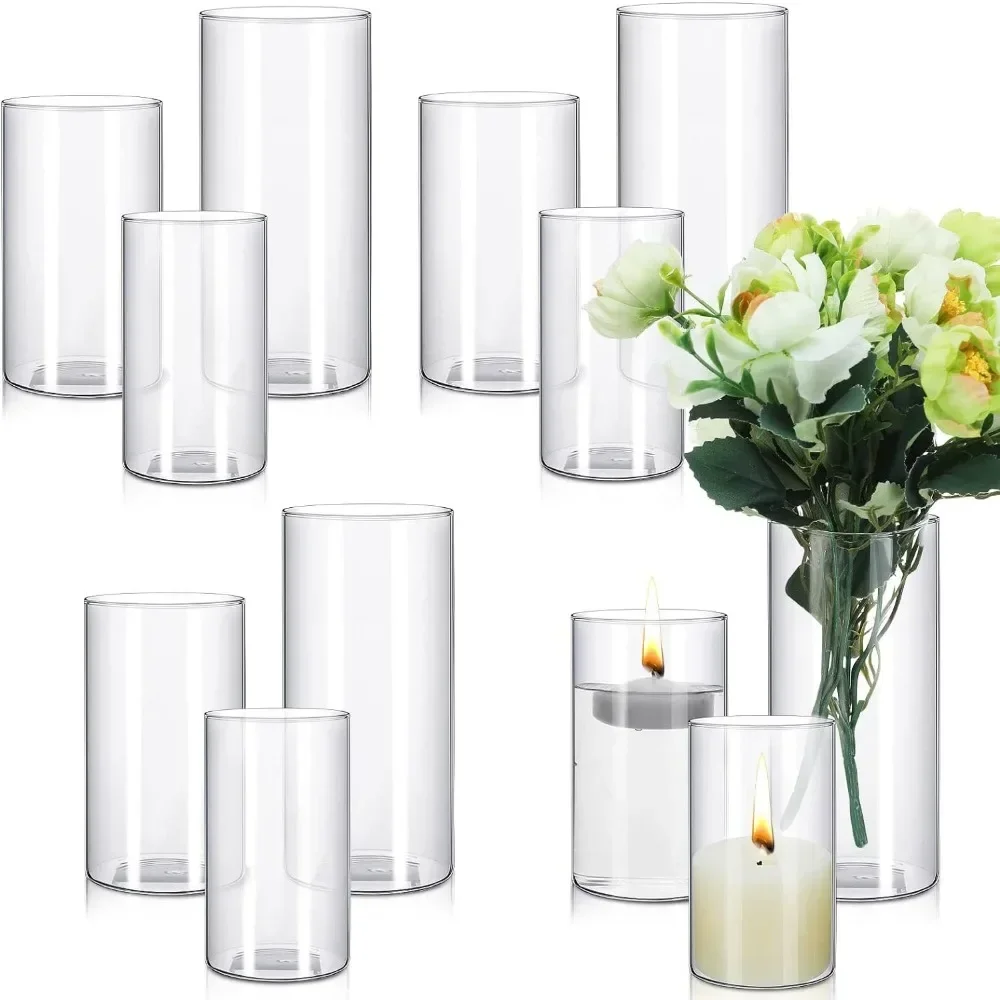 

Glass Cylinder Vase Glass Flower Vase Centerpieces Floating Glass Candle Holder Cylinder Flower Plant Vases (12 Pieces) Decor