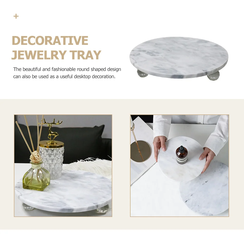 Marble Tray Creative Round Shape Durable Safe Multi-Function Fruit Holder Snack Dessert Display Tray Home Accessory