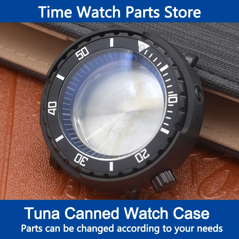 

Black Mod Tuna Canned Watch Case Fits NH35 NH36 4R 7S Movement 20ATM Waterproof Sapphire Crystal Glass Men Diving Replace Cases