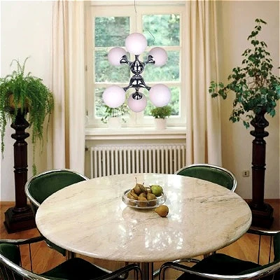 DNA moleculaire kroonluchter, moderne melkachtige glazen bollen hanglamp voor lobby slaapkamer eetkamer, creatieve decorverlichtingsarmatuur