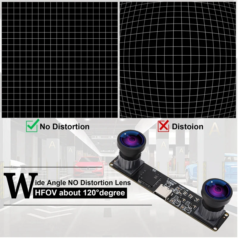 Synchronous 3D Stereo VR USB Camera 3840X1080P 4MP 60Fps Mini USB Dual Camera Module with 130 Degree Wide Angle Lens-A22U