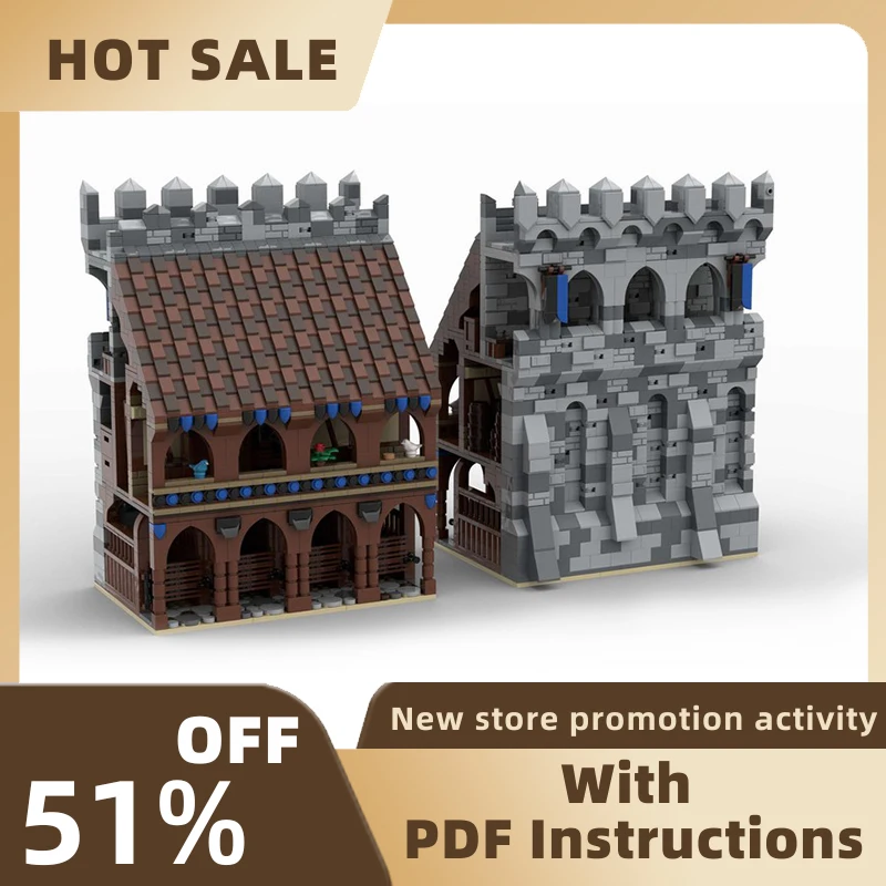 New Moc European Medieval Street View Castle Stable Storage Room Model Building Block Diy Creative Ideas Kidtoy Birthday Gift