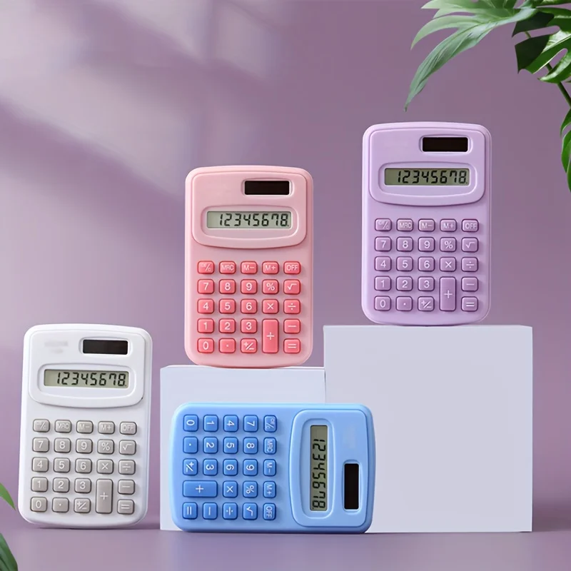 Mini C888 Pocket Calculator, Cute Plain Color Financial Office Computer Learning Supplies Daily Necessities
