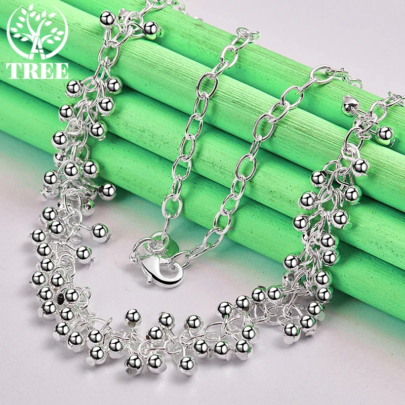 ALITREE 925 Sterling Silver Grape Beads Grapevine Necklace For Women Chain Engagement Wedding Birthday Fashion Charm Jewelry