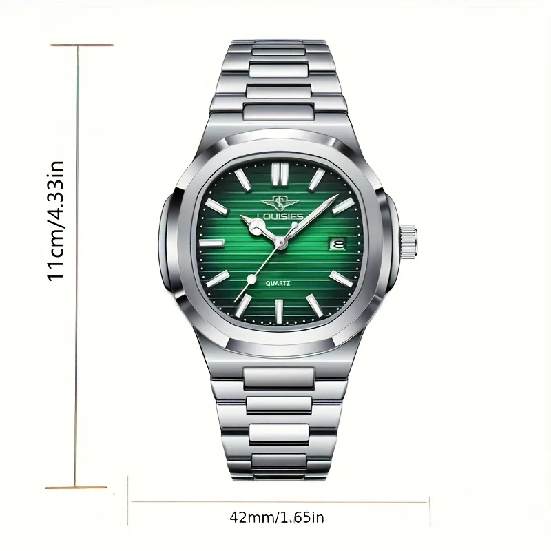 남성용 시계 마름모 거울 오리지널 쿼츠 시계 남성용 빛나는 스테인레스 스틸 손목 시계 남성 날짜 시계