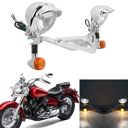 Motorcycle Chrome Passing Spot Fog Turn Signal Light For Honda VT 400 VT 600 CD For Yamaha V-Star 400 XVS 650 DragStar 400