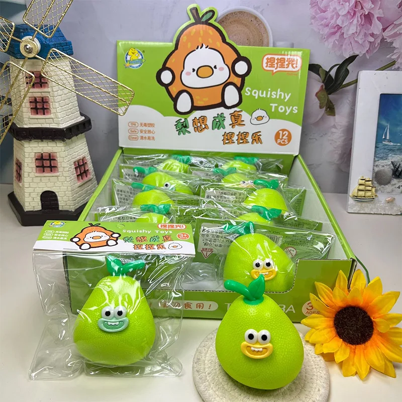 Novelty Pear‑shaped Squeeze Fidget Stress Relief Squishy Doll Ornament Fun Desk Decor Accessory For Leisure Pressure Release