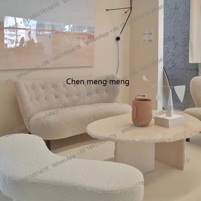 طاولة قهوة M53 من الحجر الجيري الطبيعي، رخام غرفة معيشة فاخرة وبسيطة وحديثة وبسيطة #2