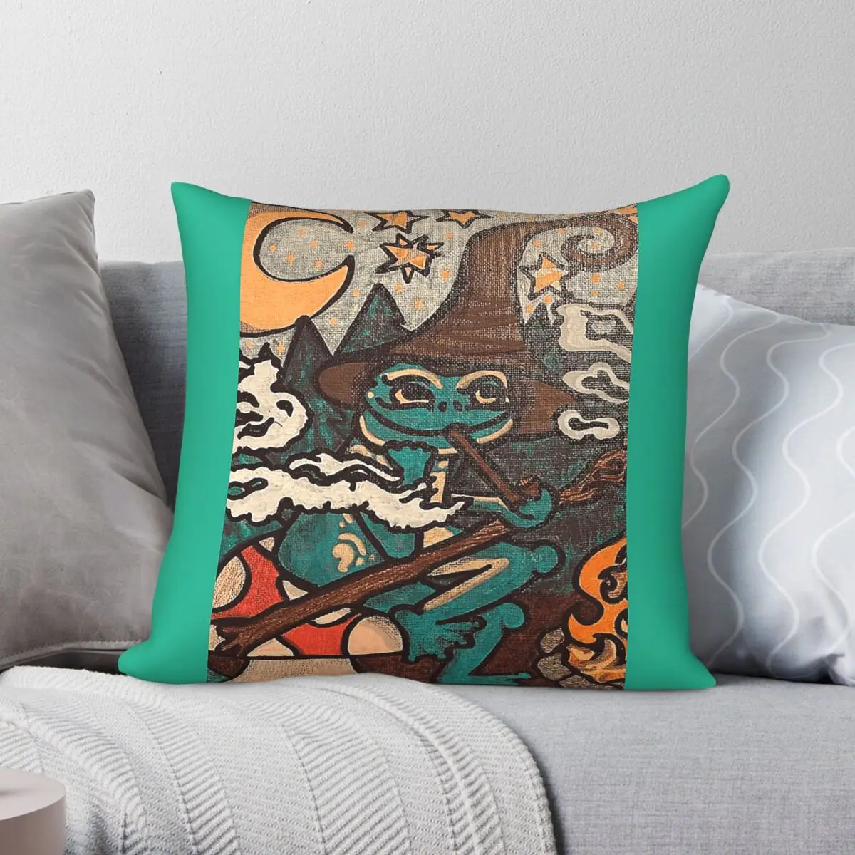 Wizard Forg Smoke Campfire Pillowcase Polyester Linen Velvet Printed Zip Decor Pillow Case Sofa Cushion Cover