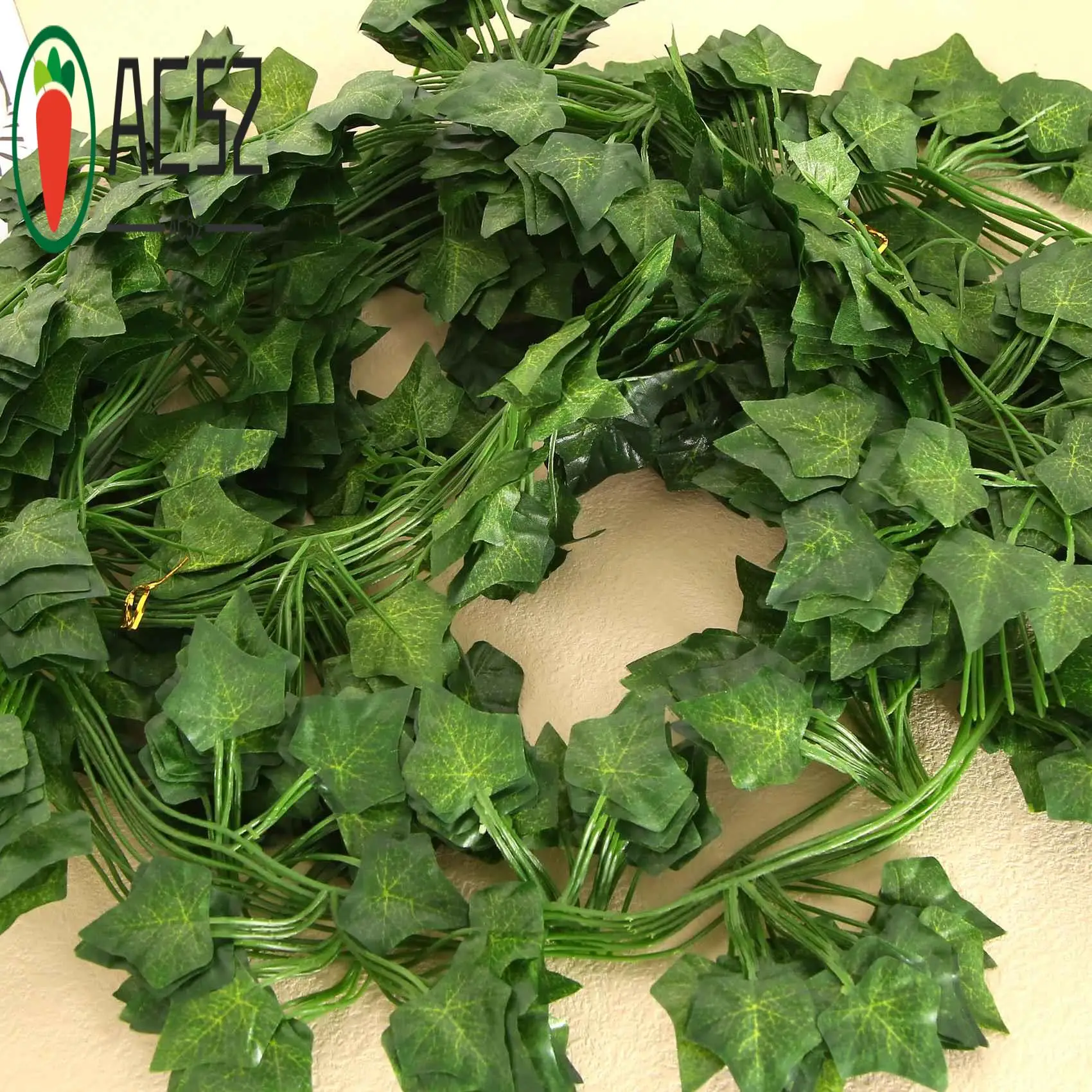 AC52-12Pcs Artificial Ivy Vine Hanging Garland False Leaf Vine Family Garden Wedding Wall Decoration, 84 Feet, Green