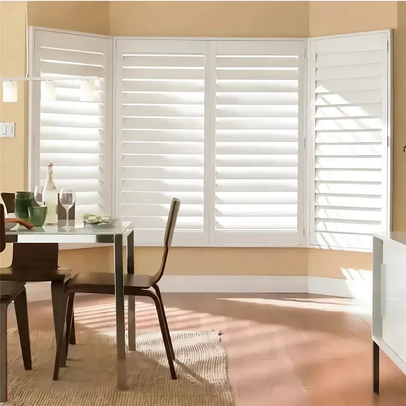Premium Solid Wood Built-In Adjustable Louvered Plantation Shutters for Privacy & UV Blocking Light Control Every Day Use